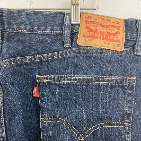 Levi’s 505 Mens W40 x L32 Straight Leg Medium Wash Jeans - Picture 9 of 10